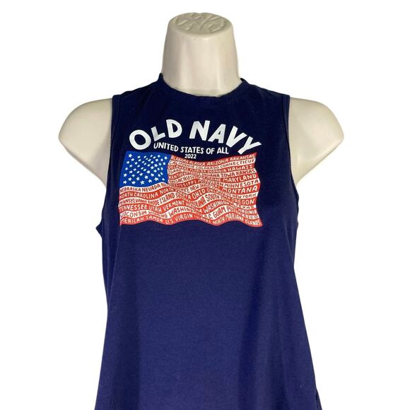 Old Navy Women's XS 4th of‎ July Sleeveless Tank Top USA Flag Graphic Patriotic - Picture 1 of 7